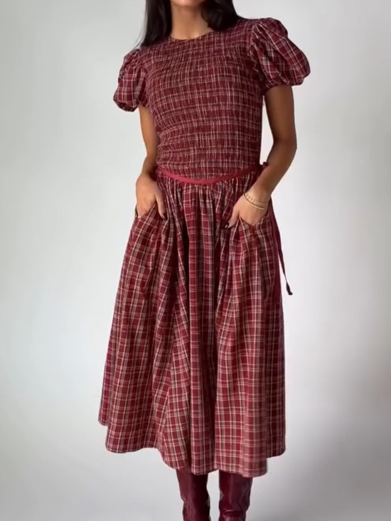 Zoco. Dresses & Skirts - Shop Zoco Red Plaid Smocked Dress - L
